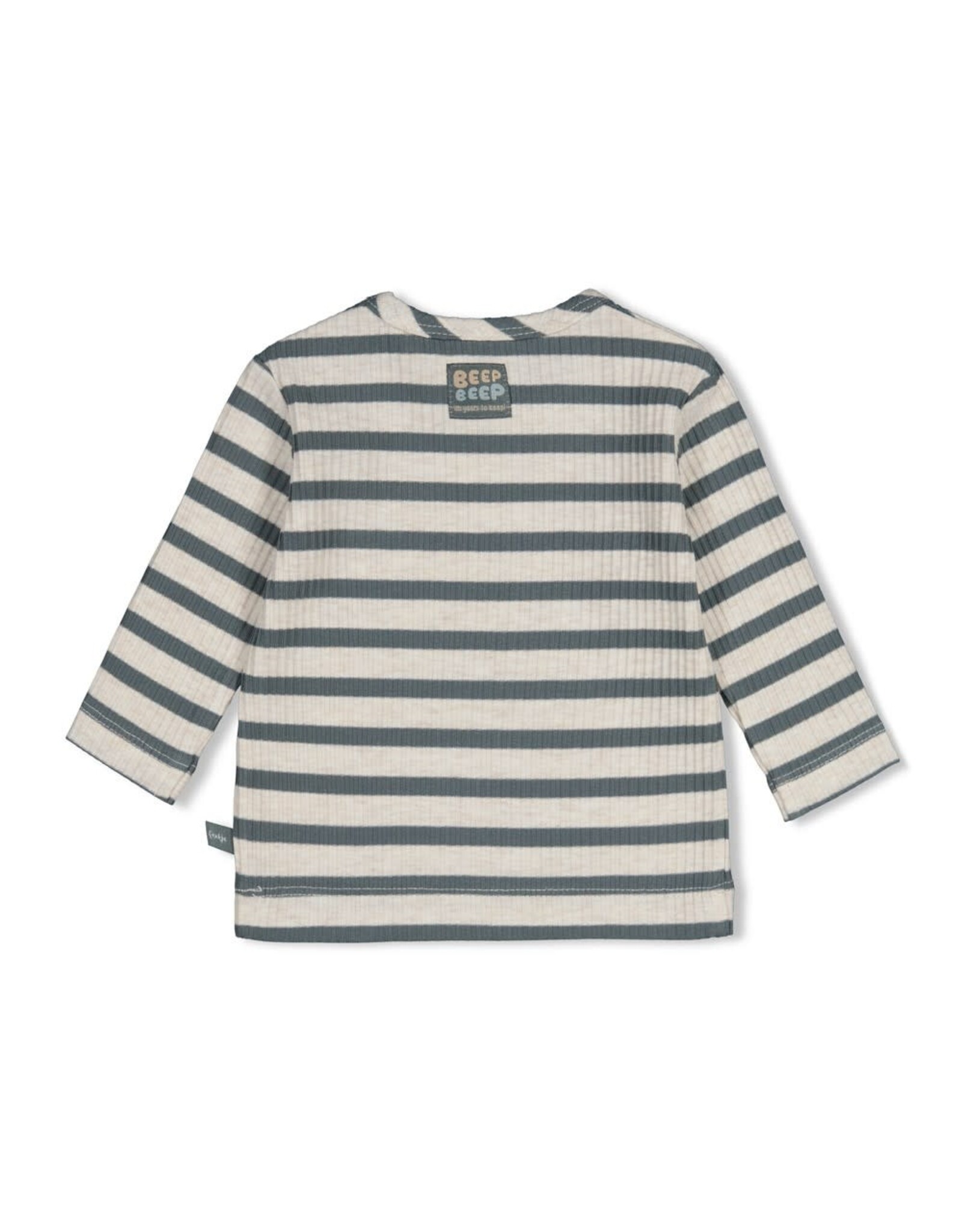 Feetje Longsleeve rib met streep - Beep Beep Zeegroen