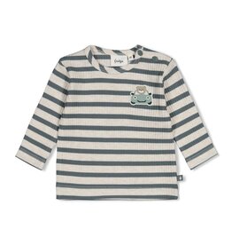 Feetje Longsleeve rib met streep - Beep Beep Zeegroen