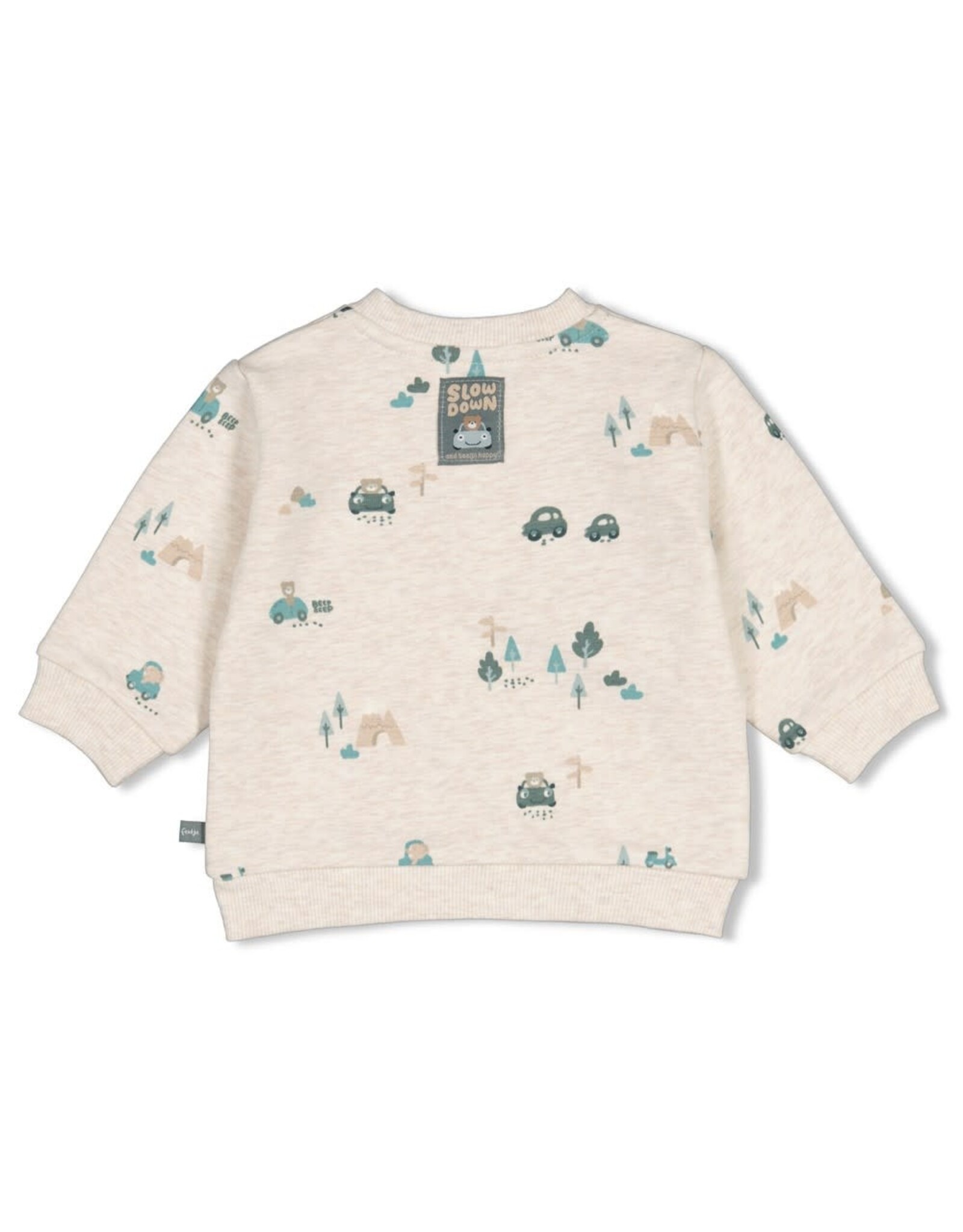Feetje Sweater AOP - Beep Beep Offwhite melange