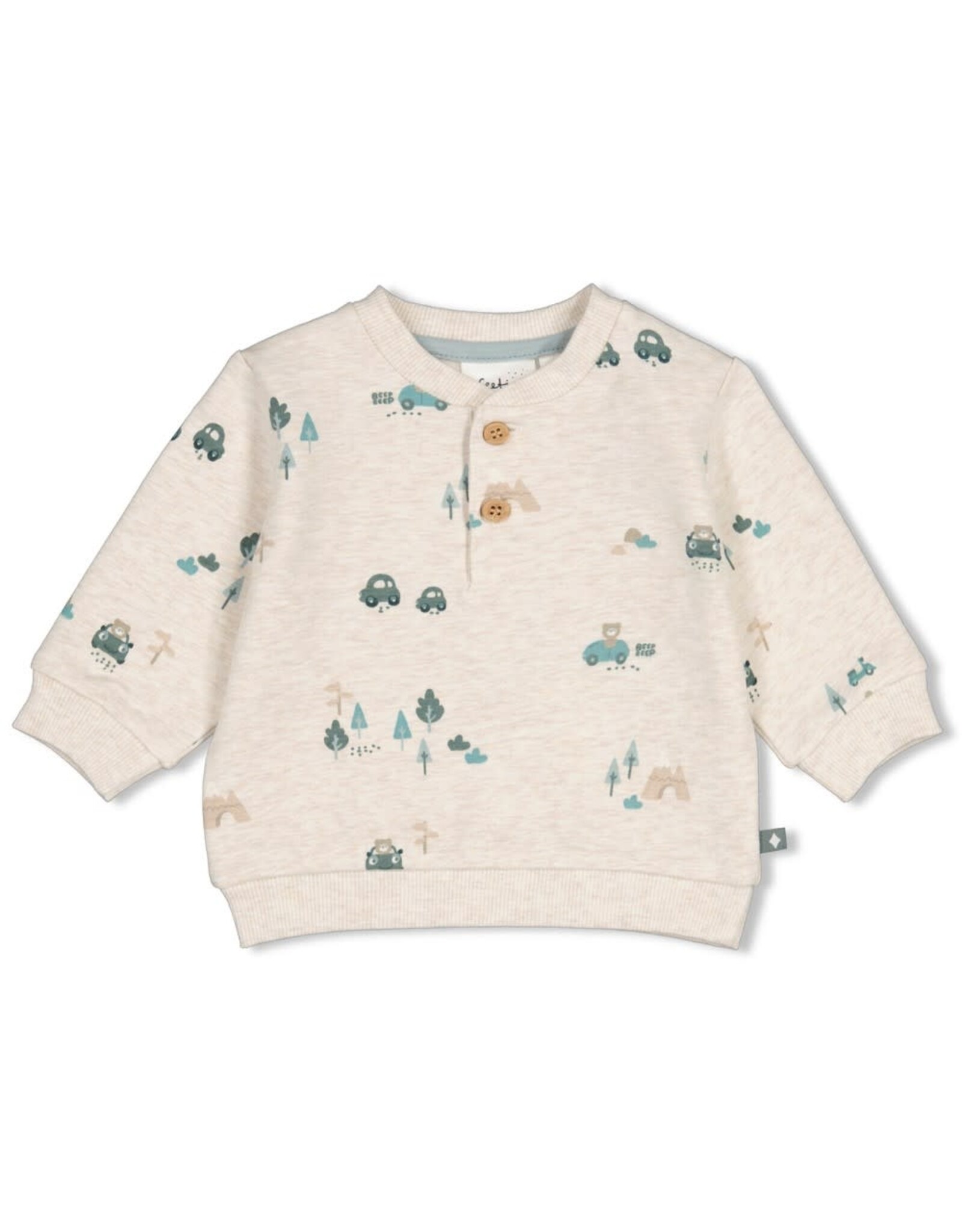 Feetje Sweater AOP - Beep Beep Offwhite melange