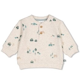 Feetje Sweater AOP - Beep Beep Offwhite melange