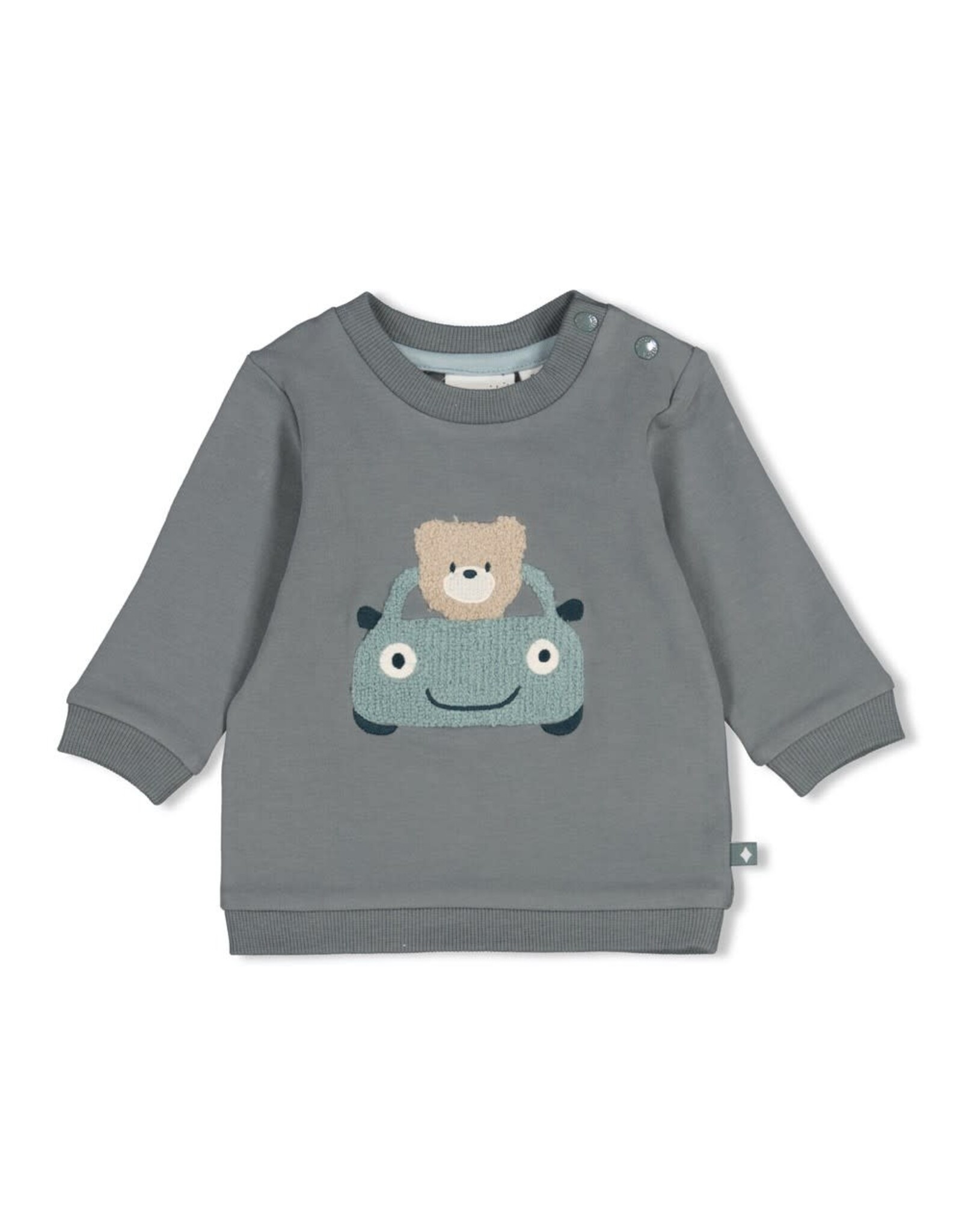 Feetje Sweater - Beep Beep Zeegroen