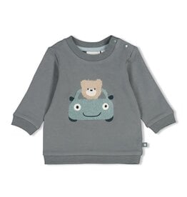 Feetje Sweater - Beep Beep Zeegroen