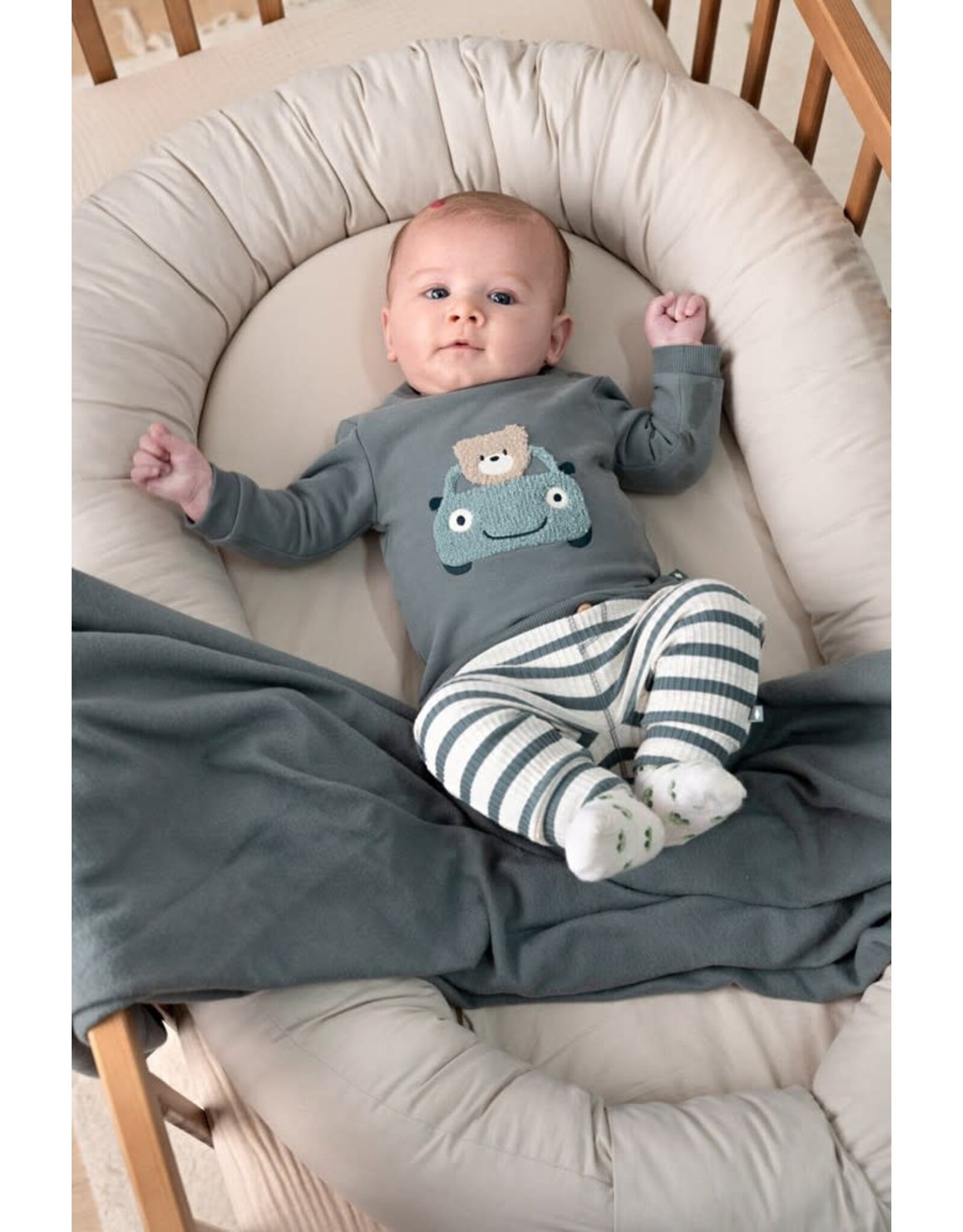 Feetje Sweater - Beep Beep Zeegroen