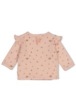 Feetje Overslagshirt pointelle rib AOP - Fall in Love Roze melange