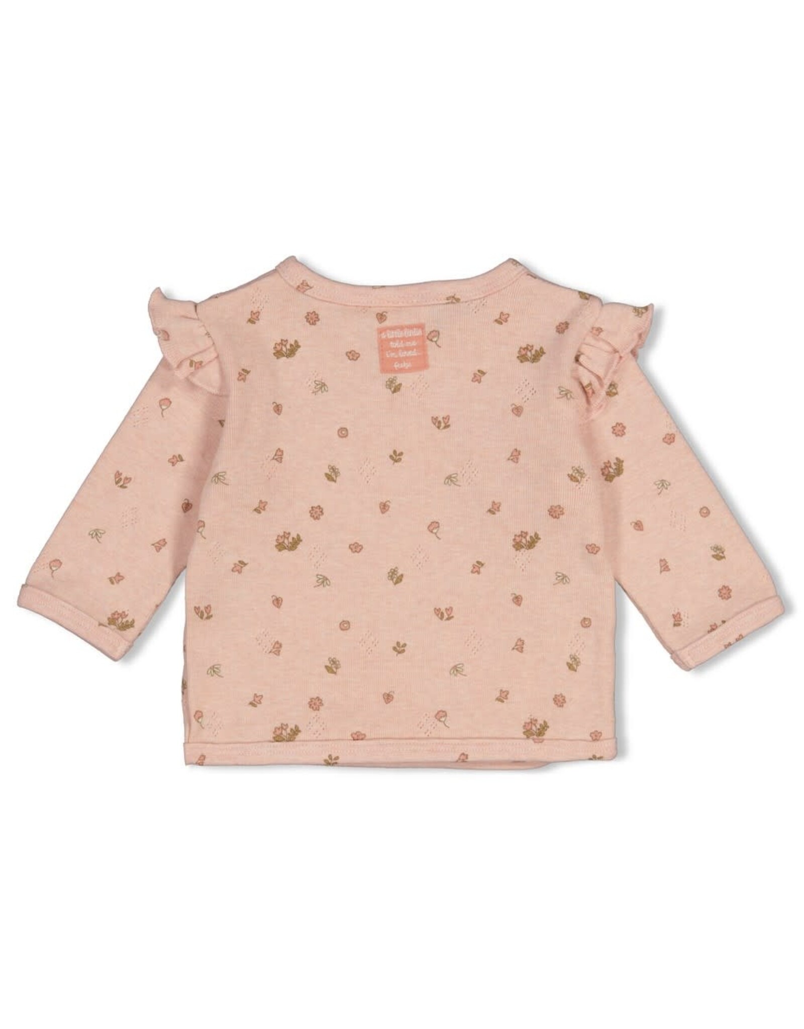 Feetje Overslagshirt pointelle rib AOP - Fall in Love Roze melange