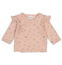 Feetje Overslagshirt pointelle rib AOP - Fall in Love Roze melange