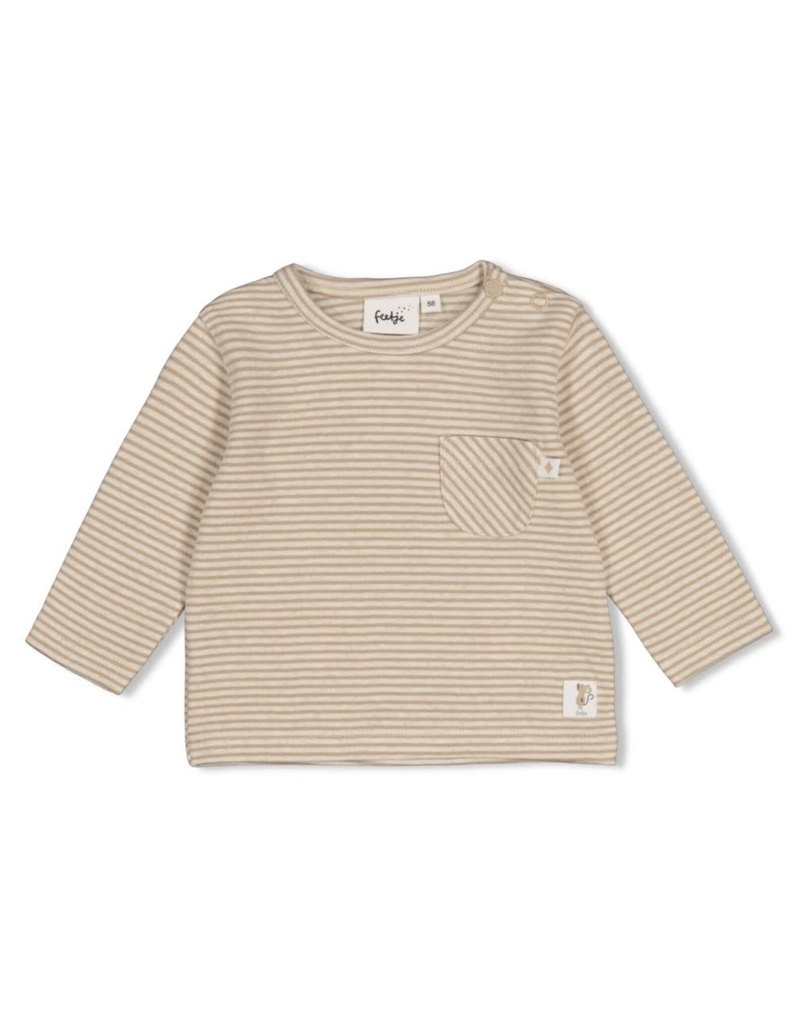 Feetje Longsleeve rib met streep - Over the Moon for You Taupe
