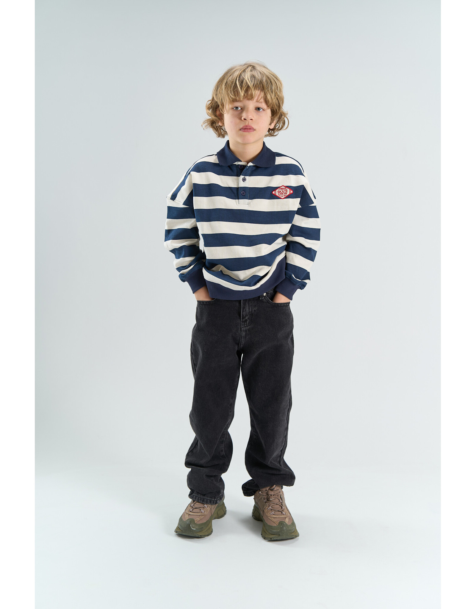 THE NEW TNYidar OS Polo Sweatshirt Navy Blazer Striped
