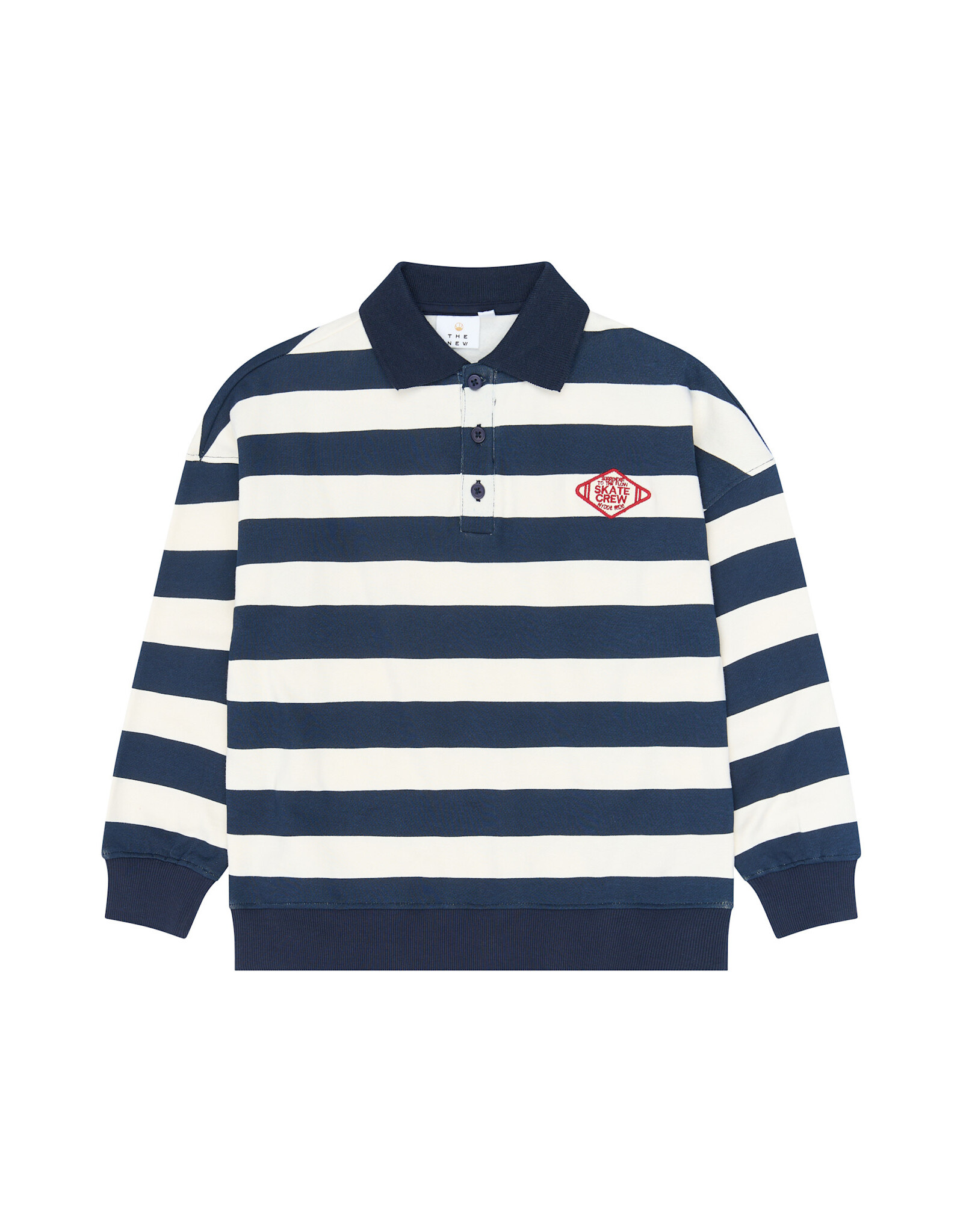 THE NEW TNYidar OS Polo Sweatshirt Navy Blazer Striped