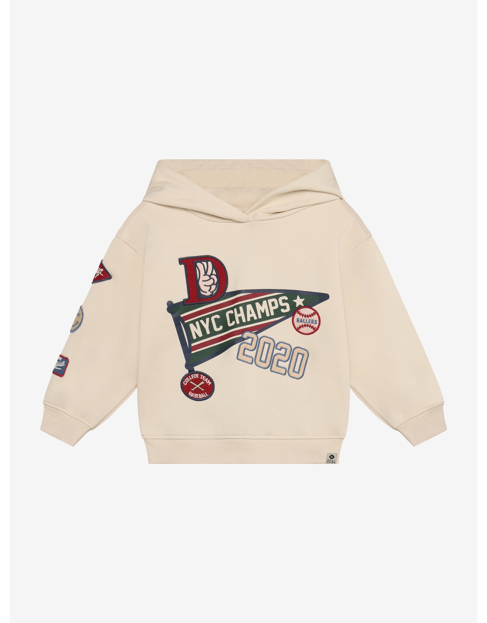 Daily7 Oversized Hoodie Badges Sandshell