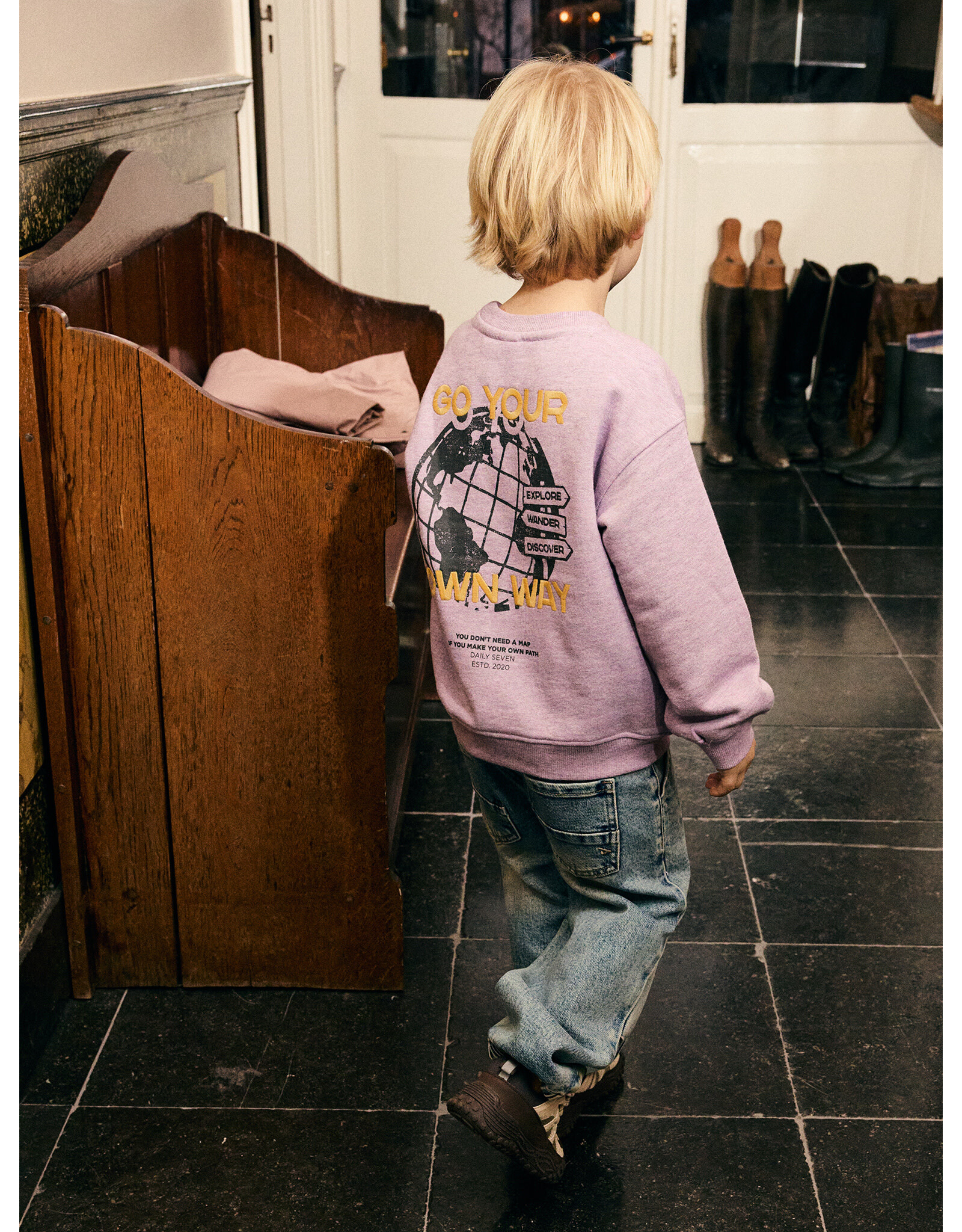 Daily7 Oversized Sweater Backprint Purple Melange