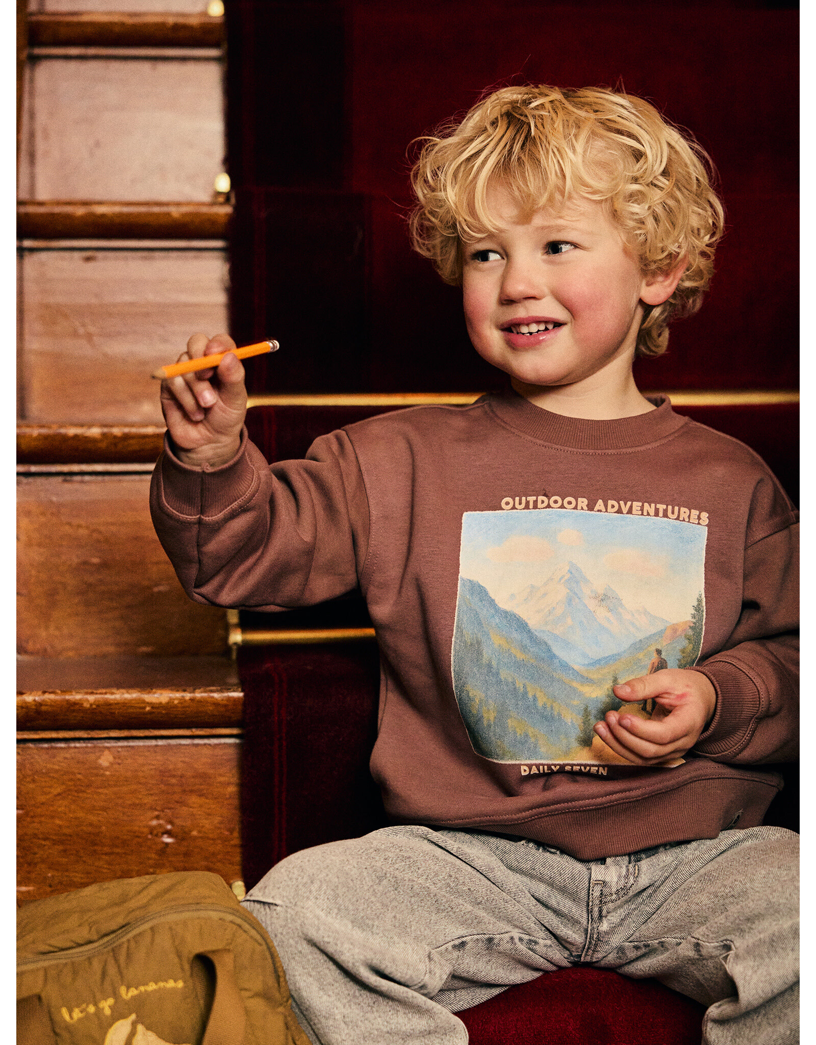 Daily7 Oversized Sweater Print Almond Brown