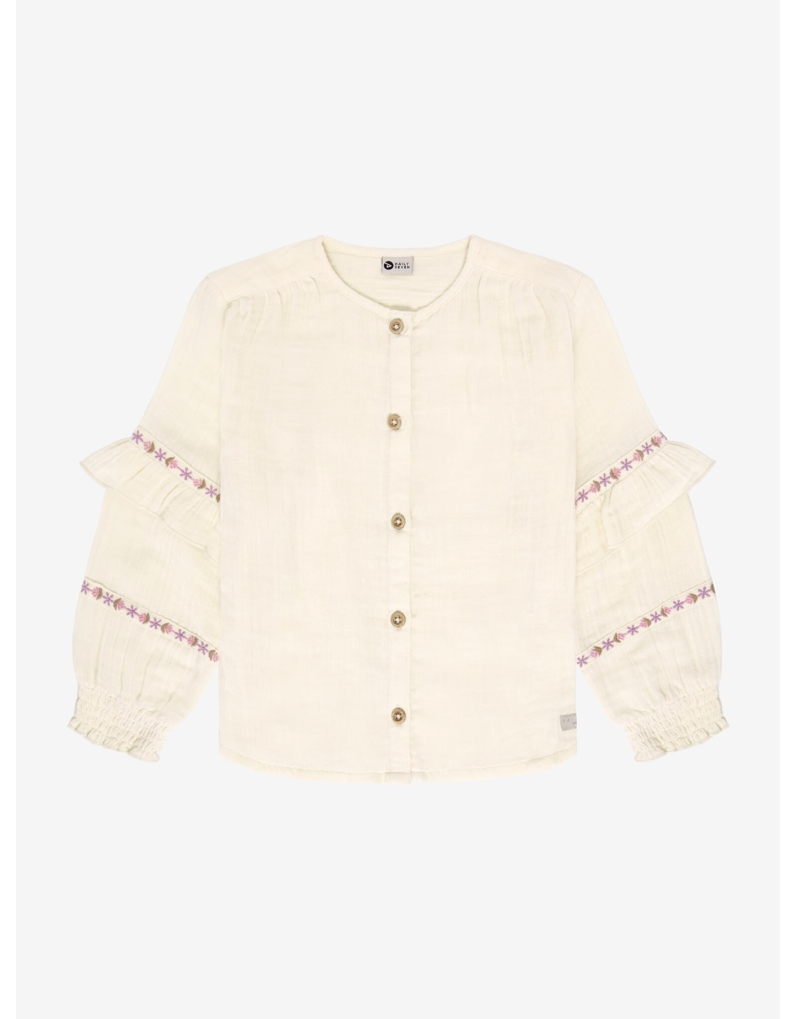 Daily7 Shirt Longsleeve Ruffle Mother of Pearl