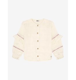 Daily7 Shirt Longsleeve Ruffle Mother of Pearl