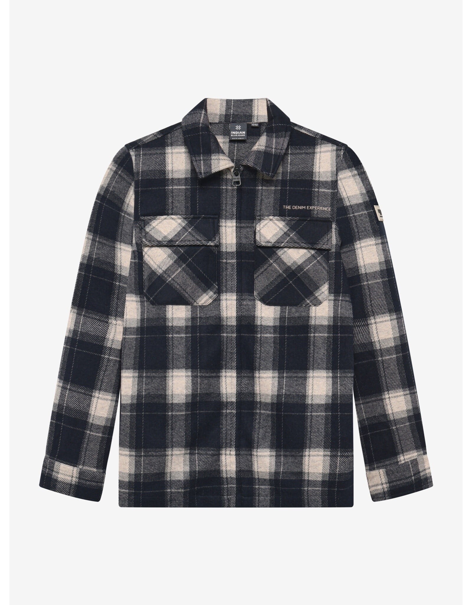 Indian Blue Jeans Shirt Jacket Zip Check Antra Ash