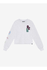 Indian Blue Jeans Sweater Patches Grey White Melange