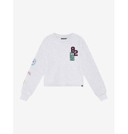 Indian Blue Jeans Sweater Patches Grey White Melange