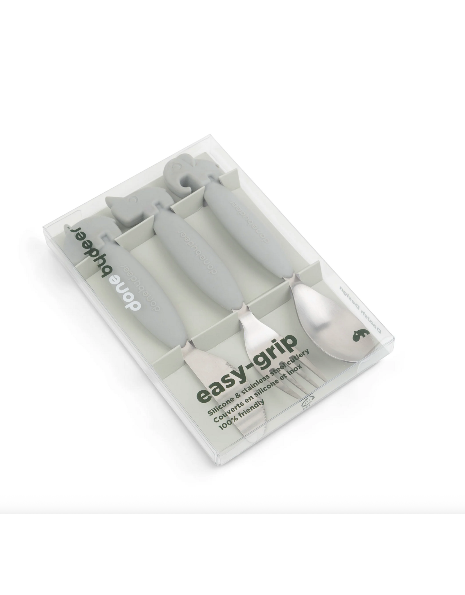 Done by Deer Easy-grip cutlery set Deer friends Grey