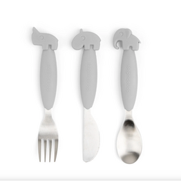 Done by Deer Easy-grip cutlery set Deer friends Grey