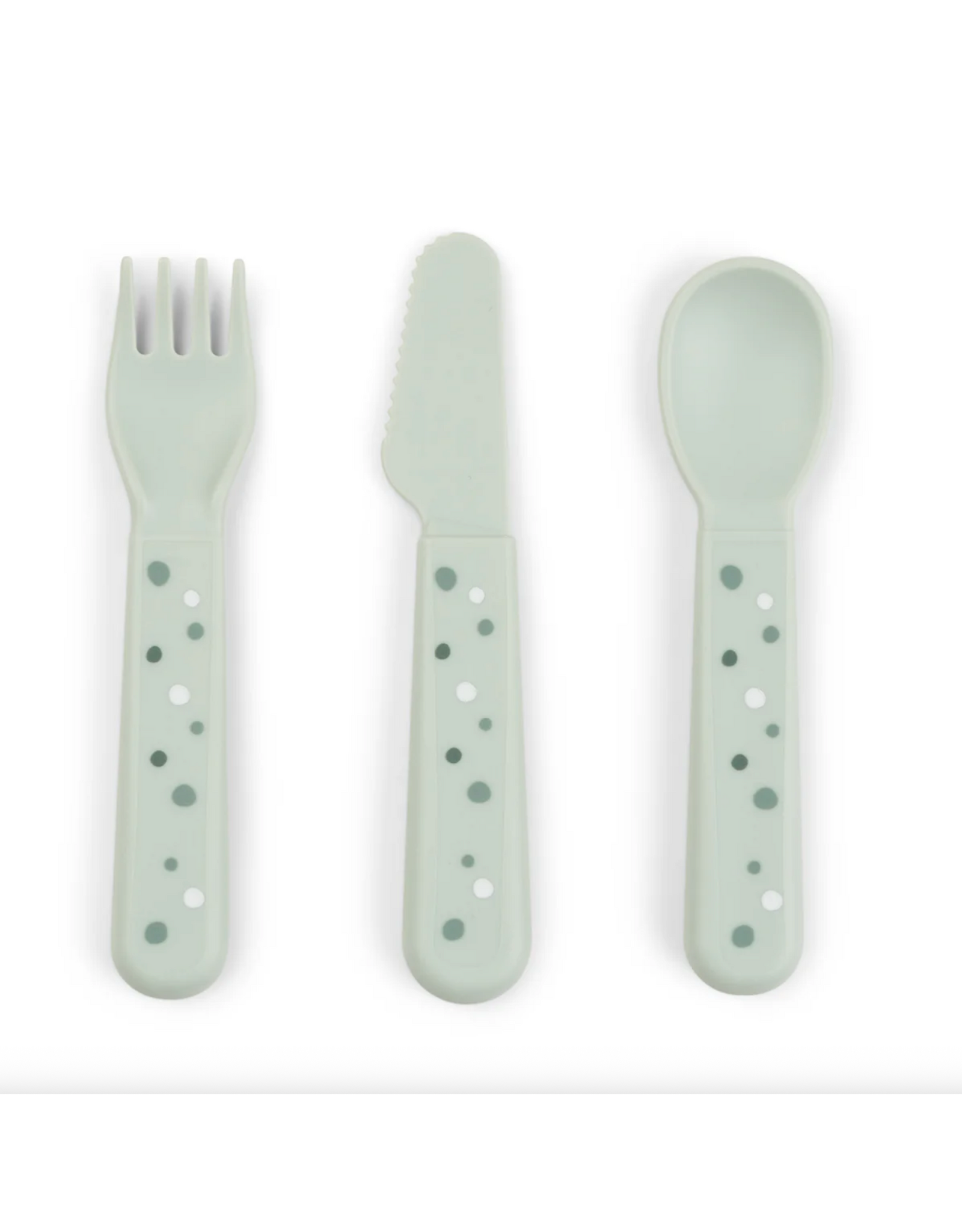 Done by Deer Foodie cutlery set Happy dots Green