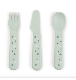 Done by Deer Foodie cutlery set Happy dots Green