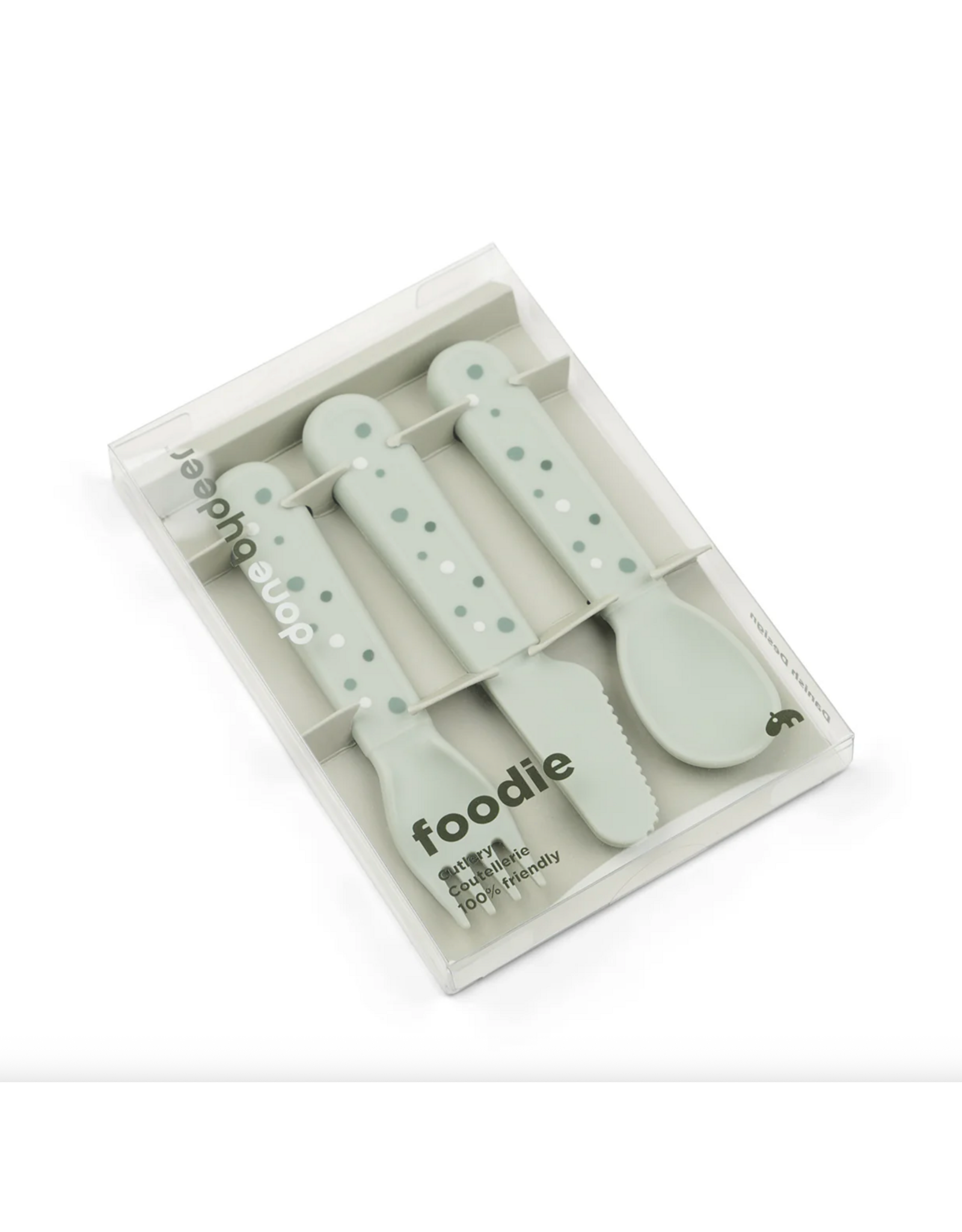 Done by Deer Foodie cutlery set Happy dots Green