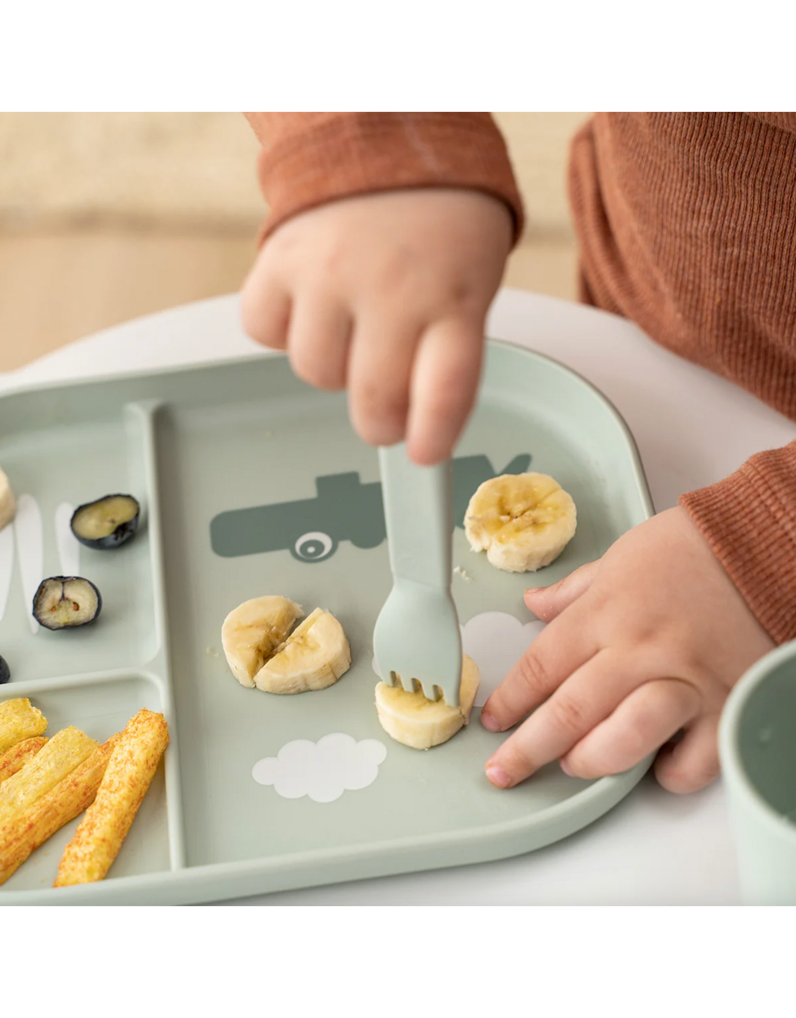 Done by Deer Foodie cutlery set Happy dots Green