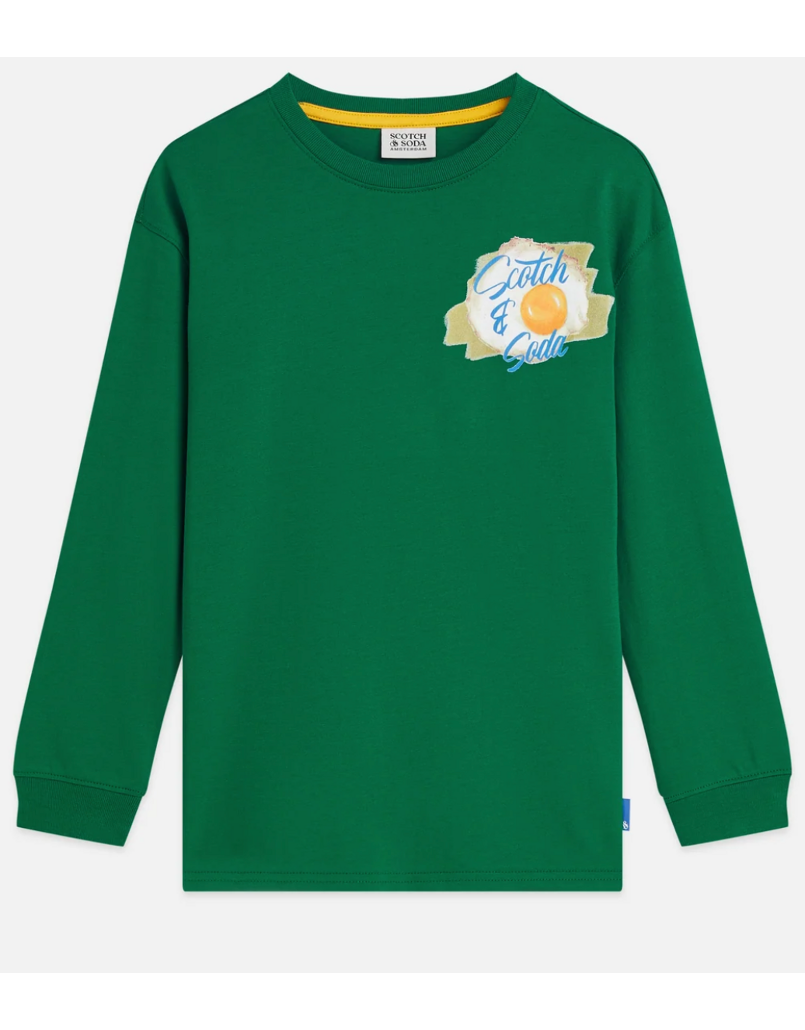 Scotch & Soda FRONT AND BACK ARTWORK RELAXEDFIT LONGSLEEVED TSHIRT GREEN JACKET