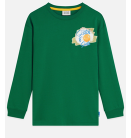 Scotch & Soda FRONT AND BACK ARTWORK RELAXEDFIT LONGSLEEVED TSHIRT GREEN JACKET