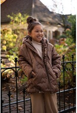 Like Flo Anna Flo girls reversible midi hooded jacket Choco