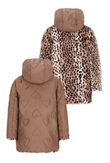 Like Flo Anna Flo girls reversible midi hooded jacket Choco