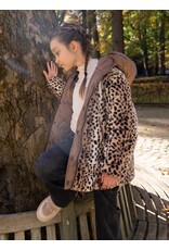 Like Flo Anna Flo girls reversible midi hooded jacket Choco