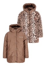 Like Flo Anna Flo girls reversible midi hooded jacket Choco