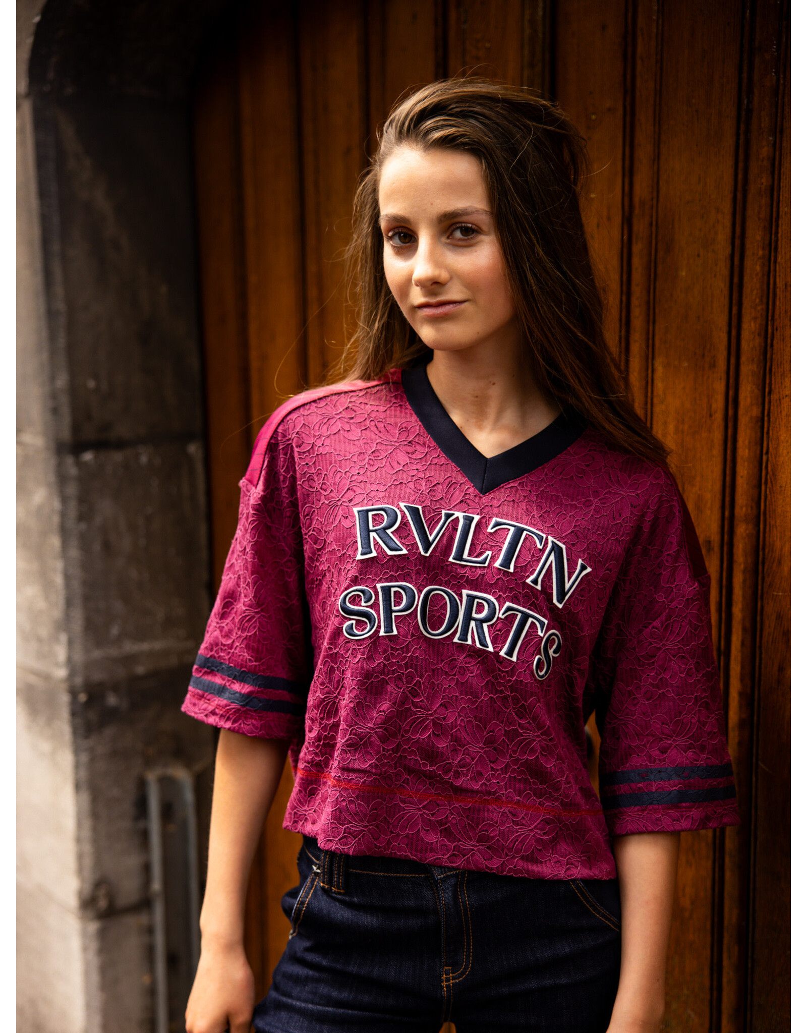 Looxs 10sixteen lace Tee Ruby red