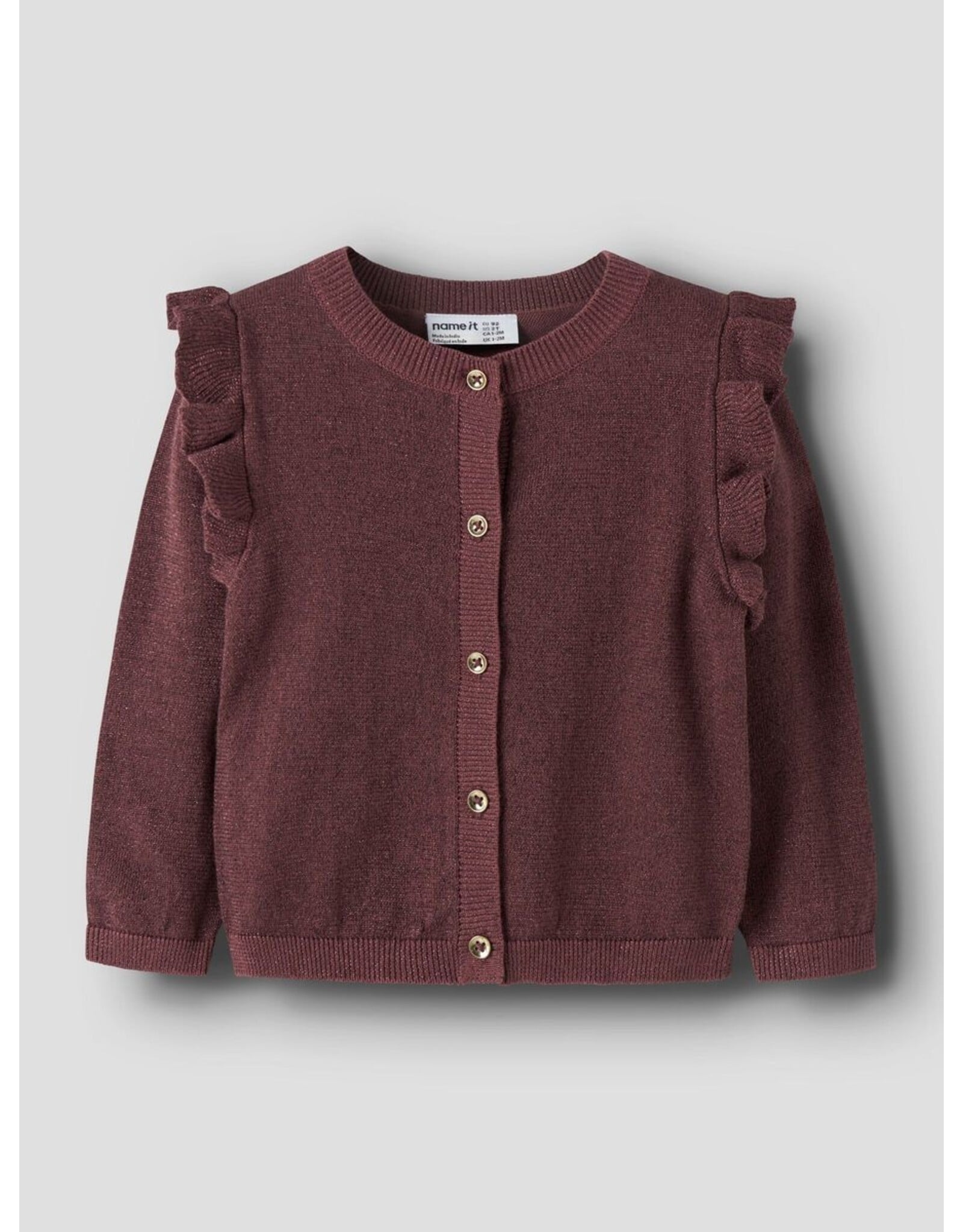 Name it NMFABINNE LS KNIT CARD NOOS Wild Ginger tone in tone lurex