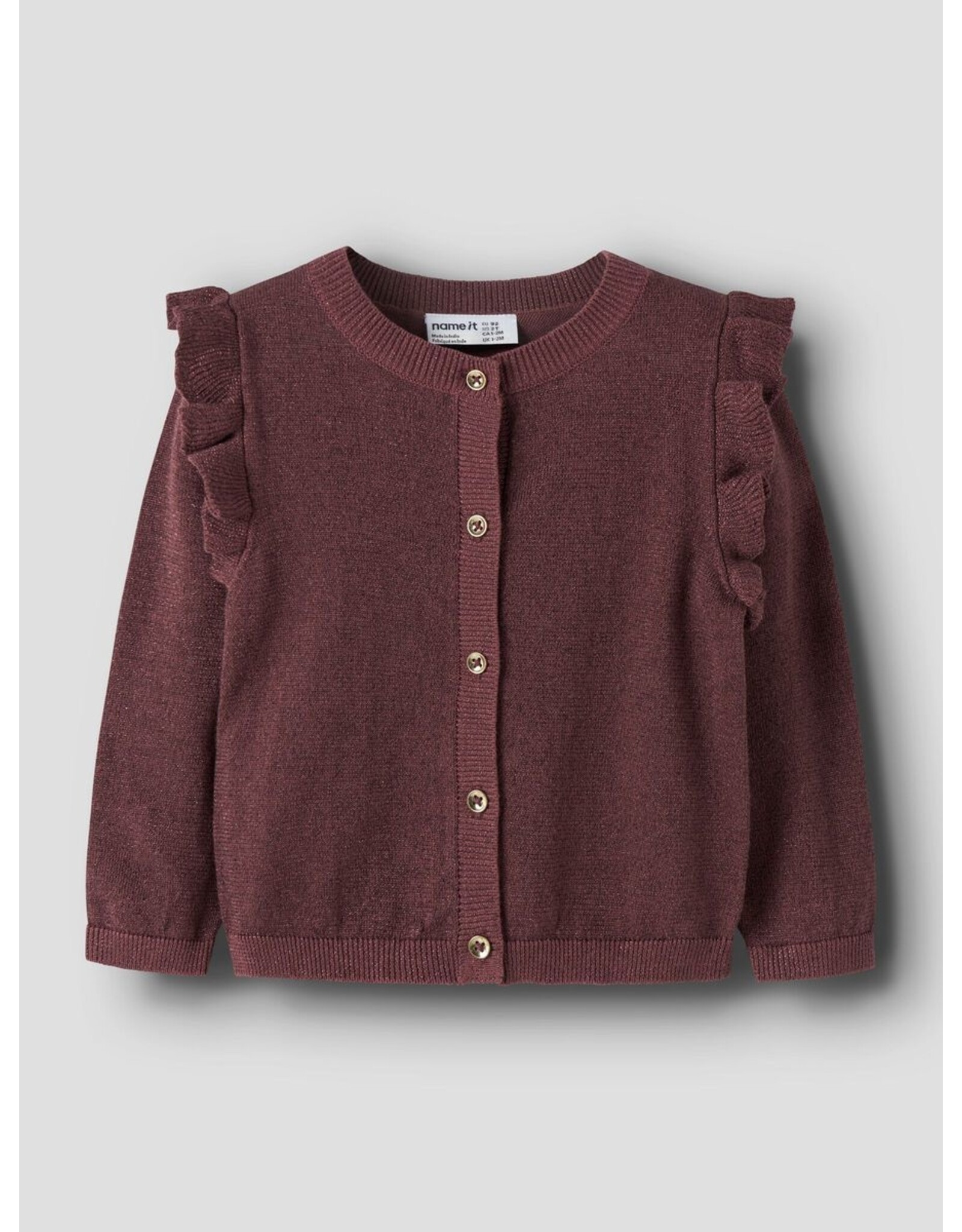 Name it NMFABINNE LS KNIT CARD NOOS Wild Ginger tone in tone lurex