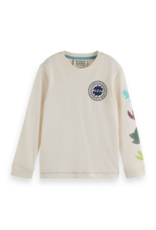 Scotch & Soda Relaxed-fit long-sleeved artwork t-shirt  LIGHT BEIGE