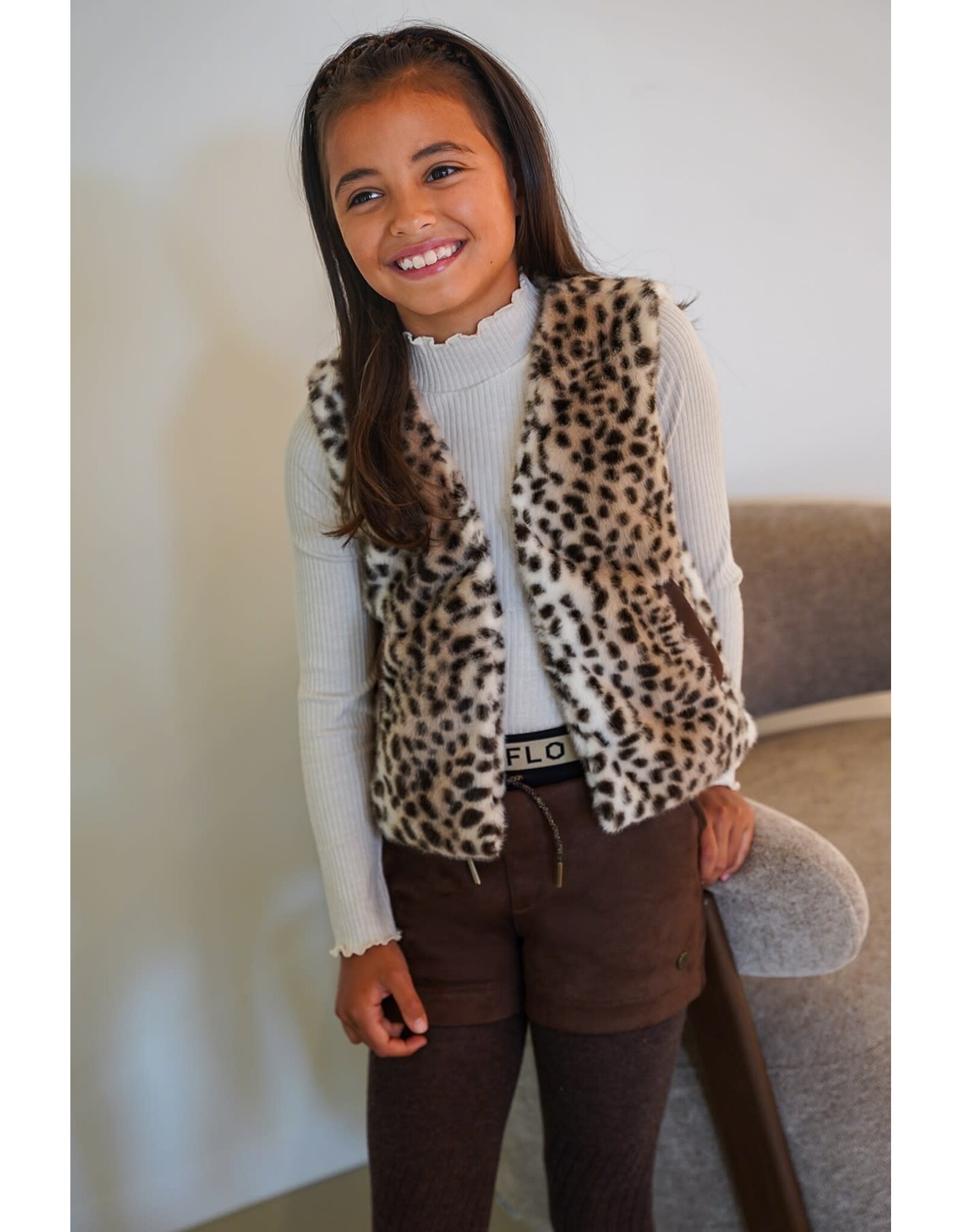 Like Flo Didi Flo girls faux fur gilet with closure Animal