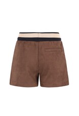 Like Flo Faylinn Flo girls faux leather short with fancy jacquard rib WB Choco