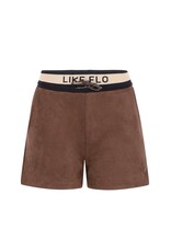Like Flo Faylinn Flo girls faux leather short with fancy jacquard rib WB Choco