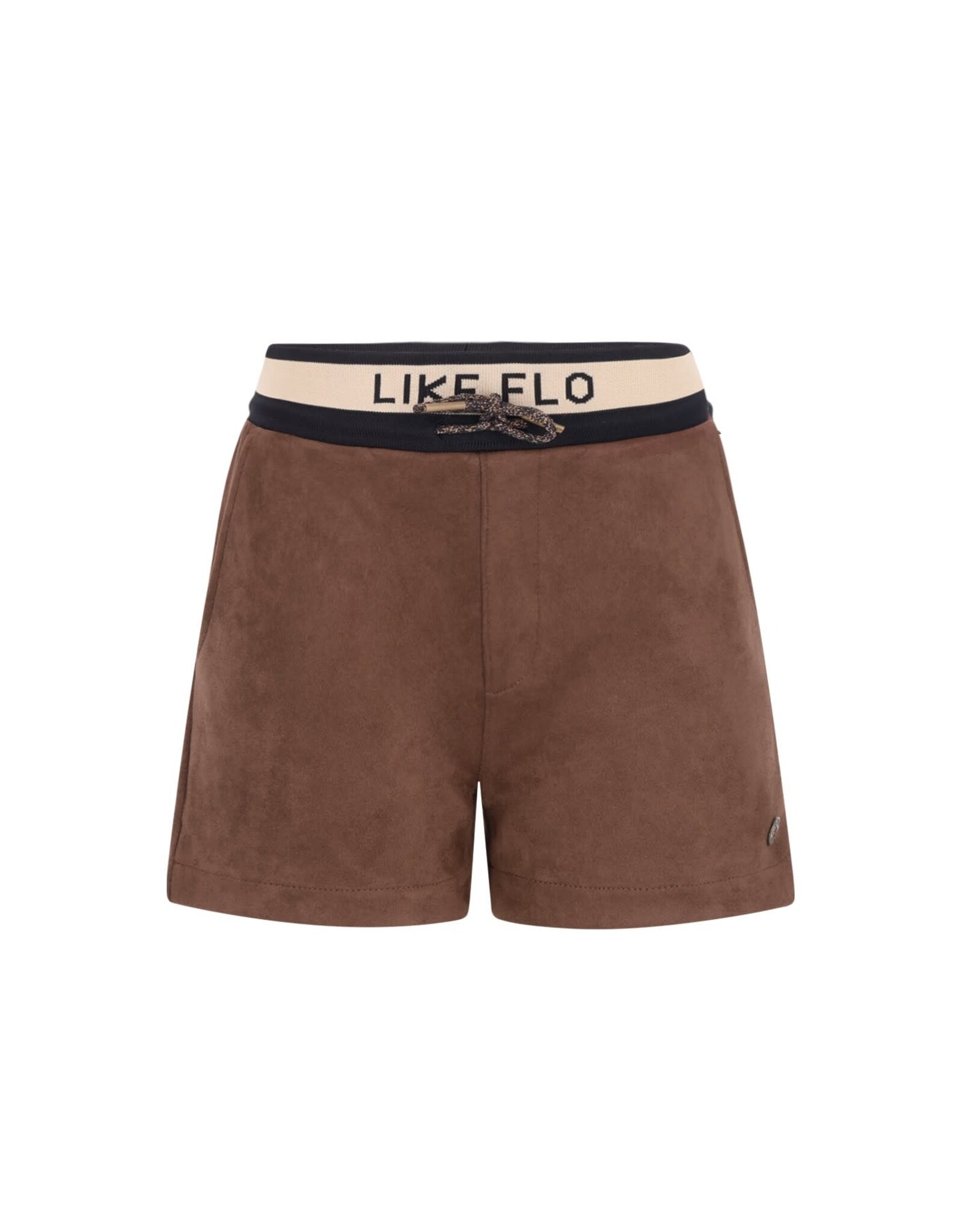 Like Flo Faylinn Flo girls faux leather short with fancy jacquard rib WB Choco