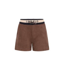 Like Flo Faylinn Flo girls faux leather short with fancy jacquard rib WB Choco