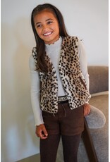 Like Flo Faylinn Flo girls faux leather short with fancy jacquard rib WB Choco