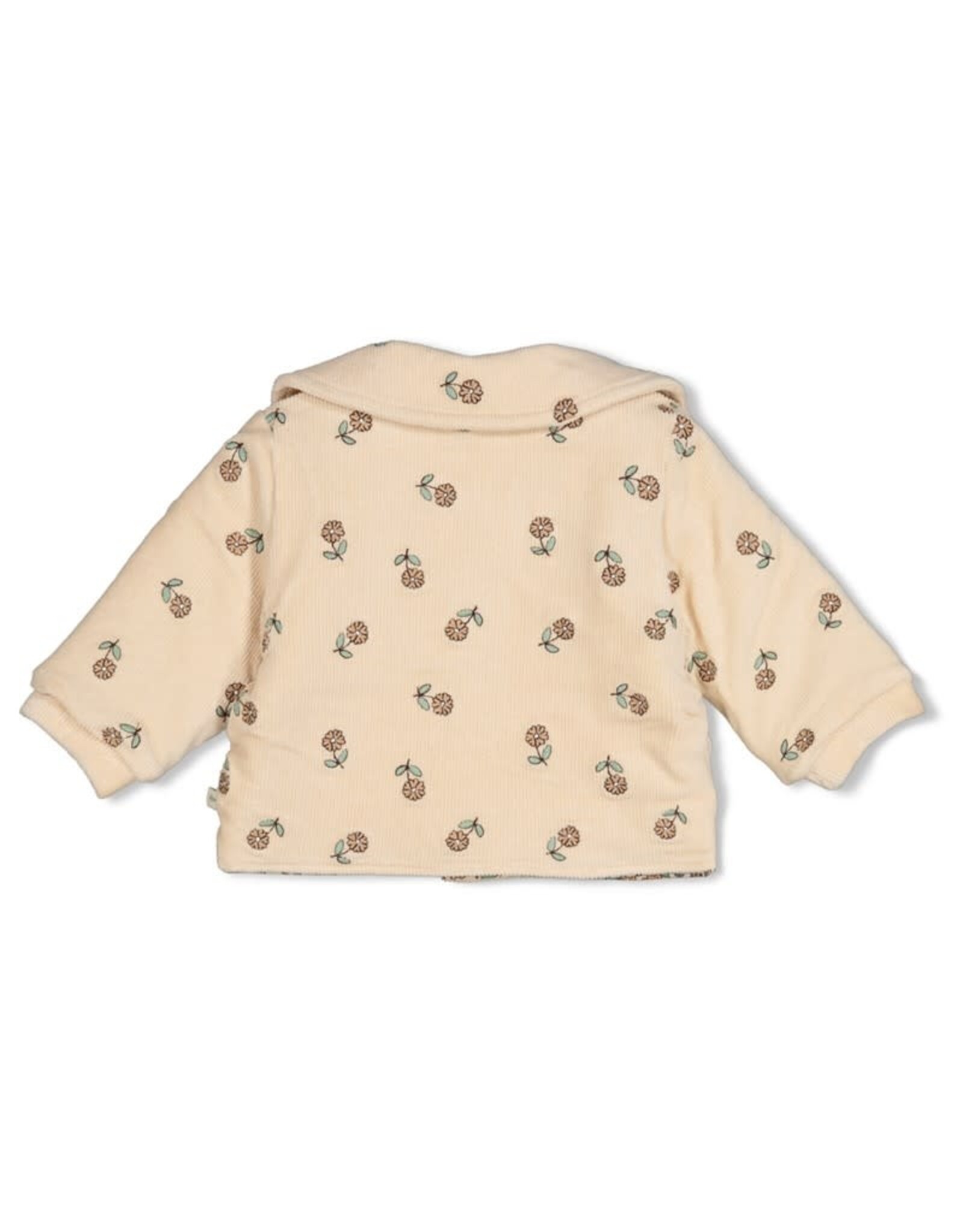 Feetje Jasje velours rib met borduursels Lucky Bloombird Offwhite