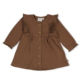 Feetje Jurk pointelle rib AOP Lucky Bloombird bruin