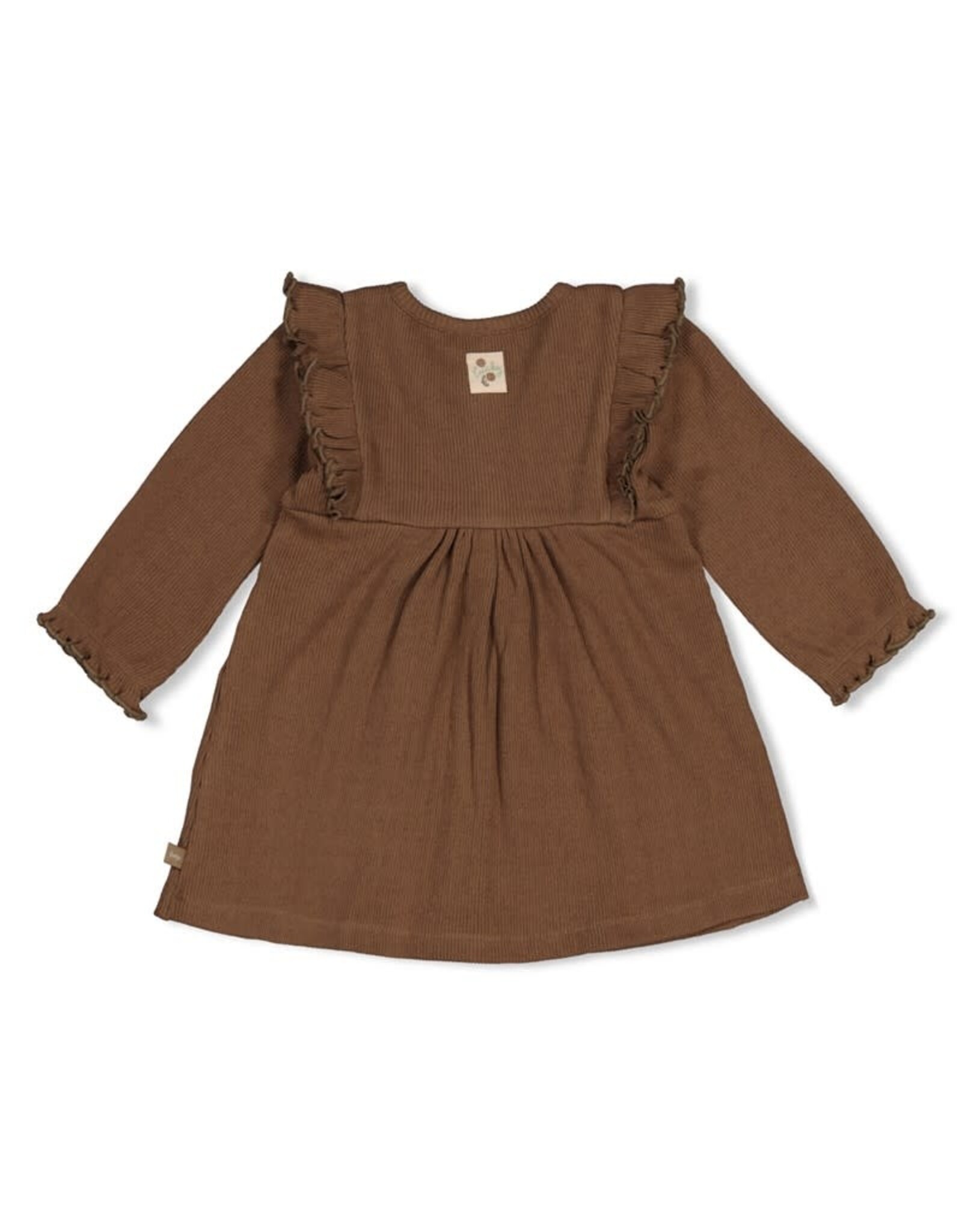 Feetje Jurk pointelle rib AOP Lucky Bloombird bruin