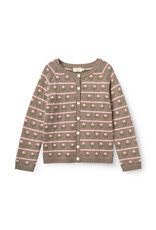 Copenhagen Colors Knitted Flower Pattern Cardigan Walnut Flower