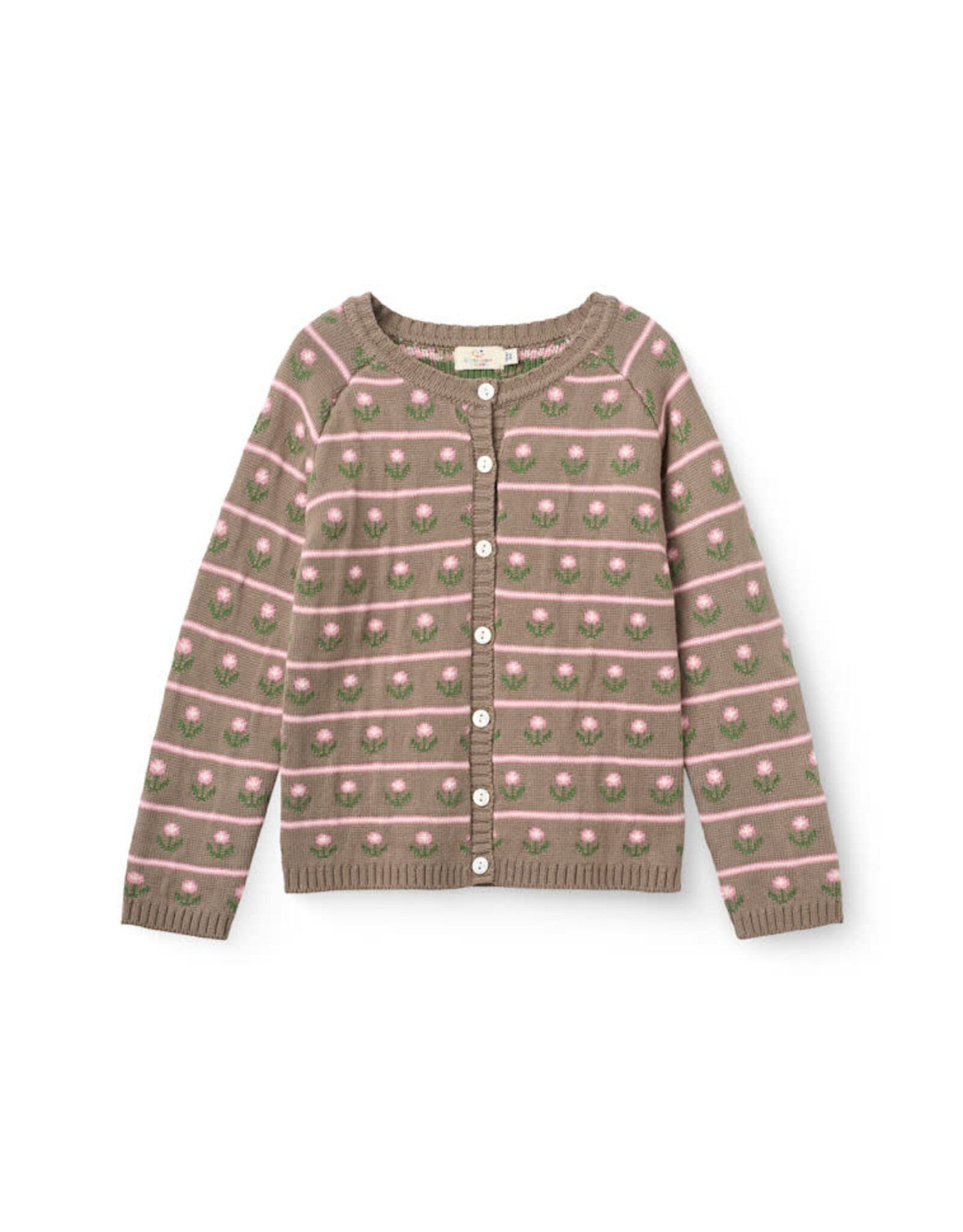 Copenhagen Colors Knitted Flower Pattern Cardigan Walnut Flower