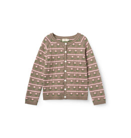 Copenhagen Colors Knitted Flower Pattern Cardigan Walnut Flower